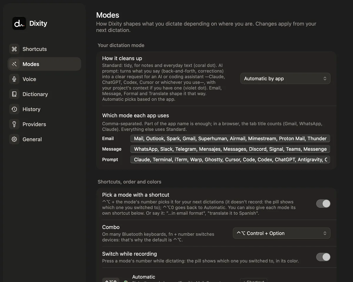 Dixity: Modes