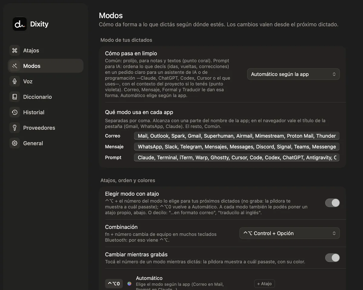 Dixity: Modos