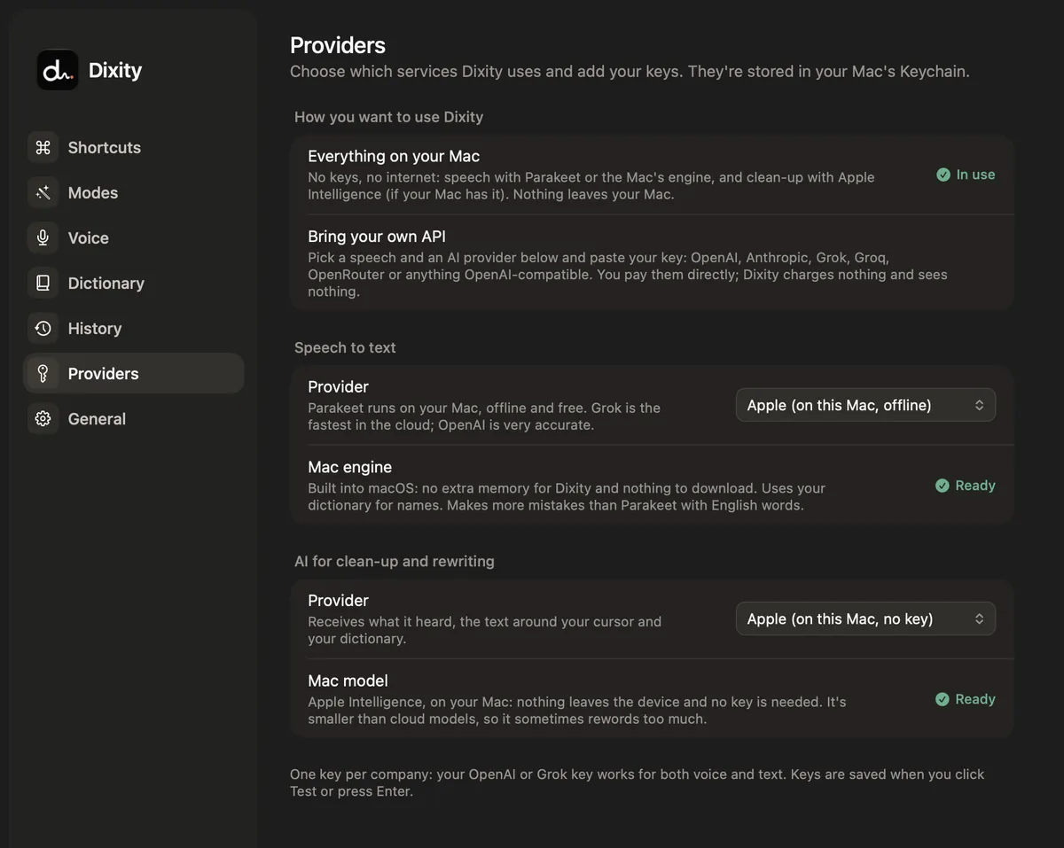 Dixity: Providers