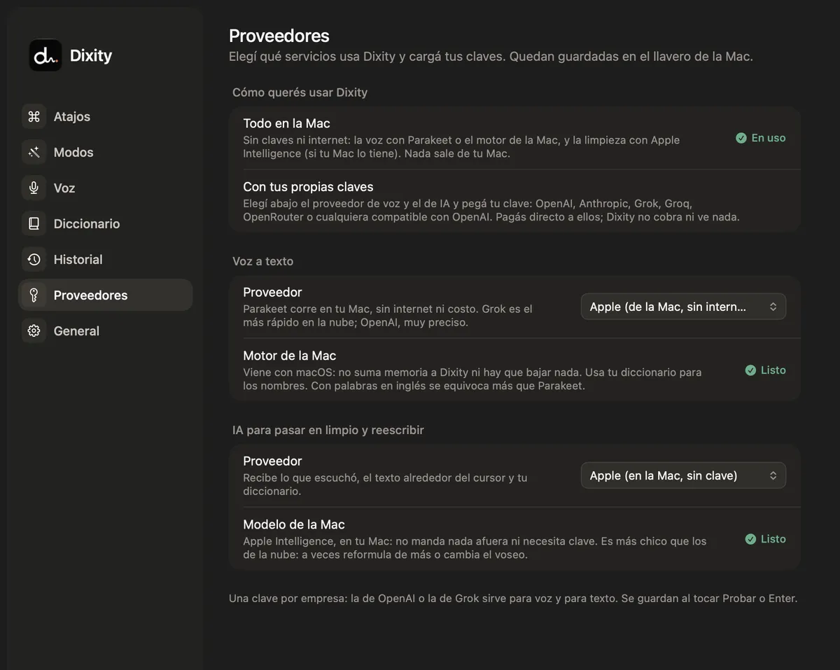 Dixity: Proveedores